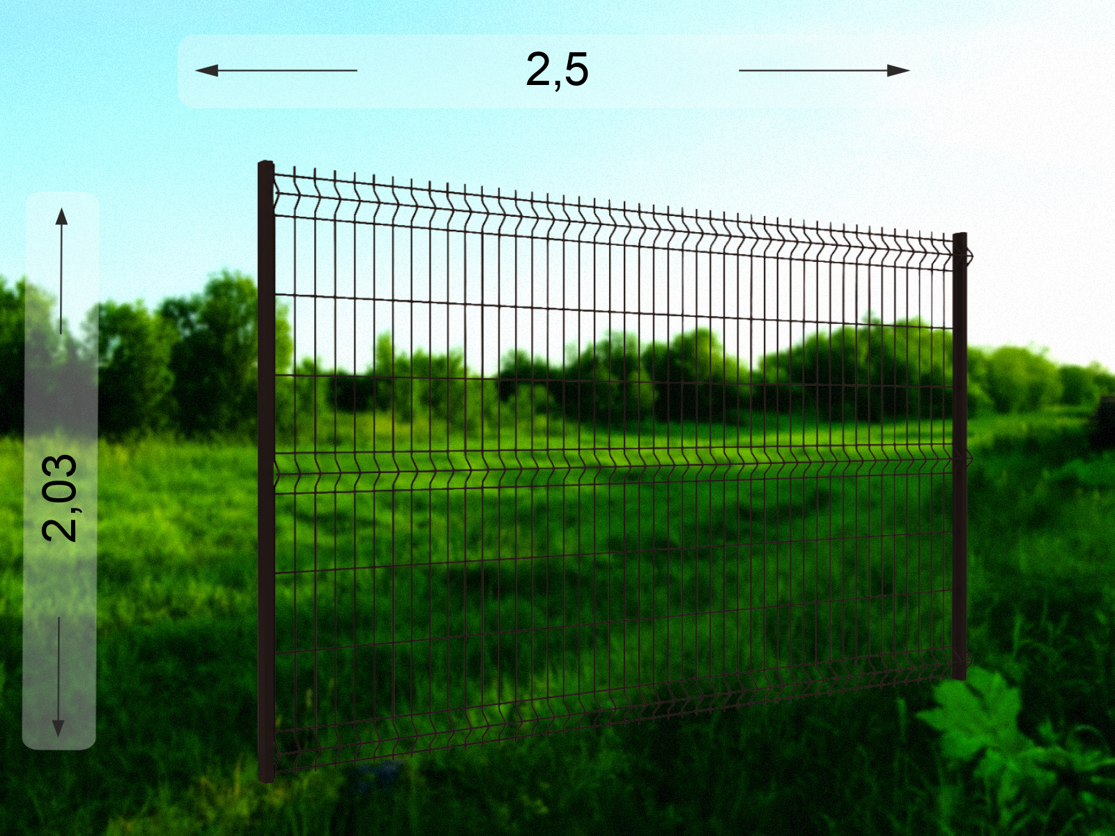 Коричневый 3D забор 2,03×2,5 м